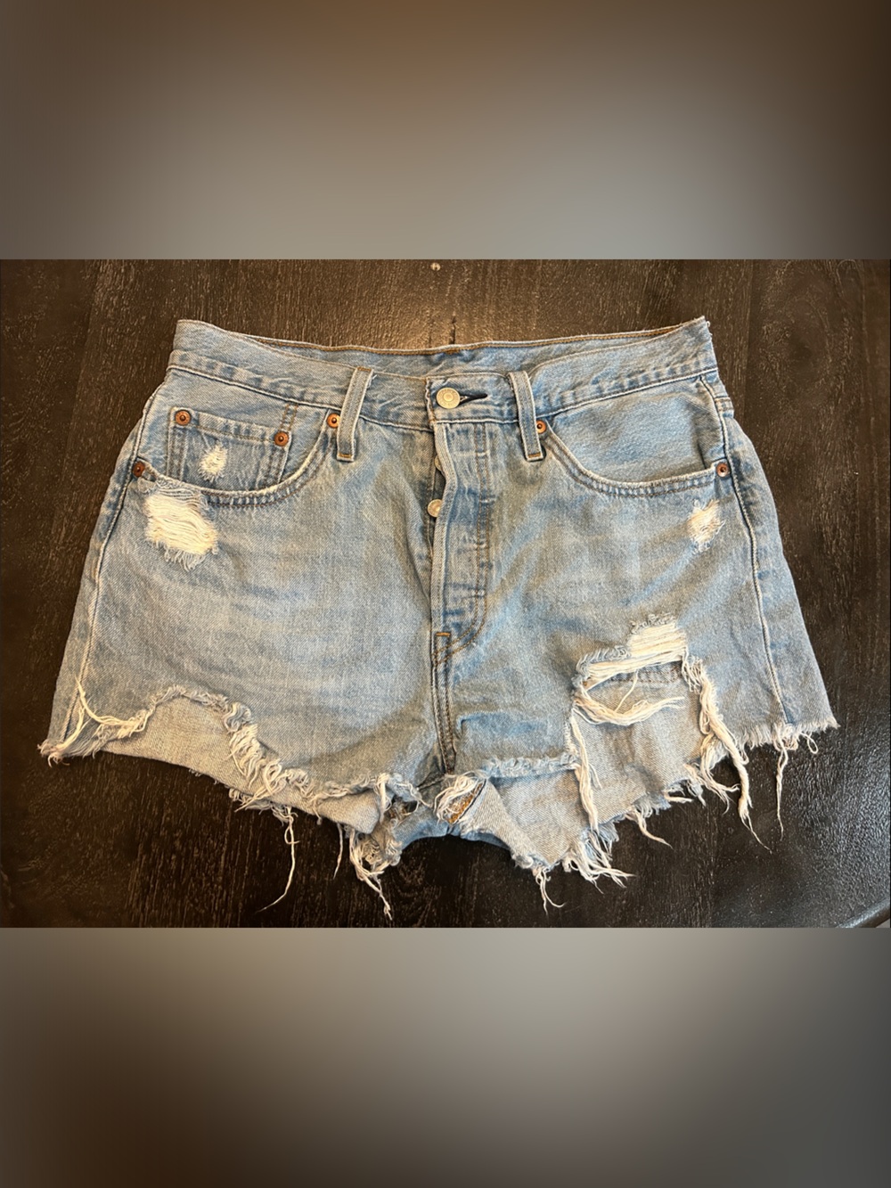 Levi's Light Blue Distressed Denim Jean Shorts